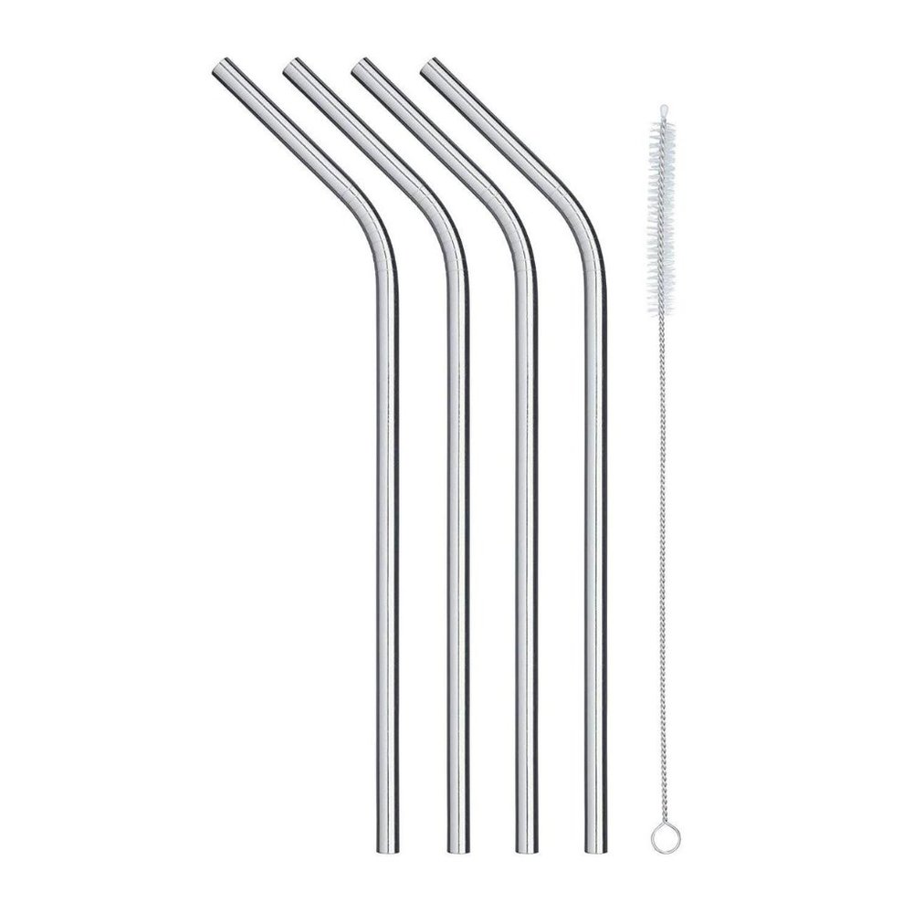 Reusable steel straws with cleaner